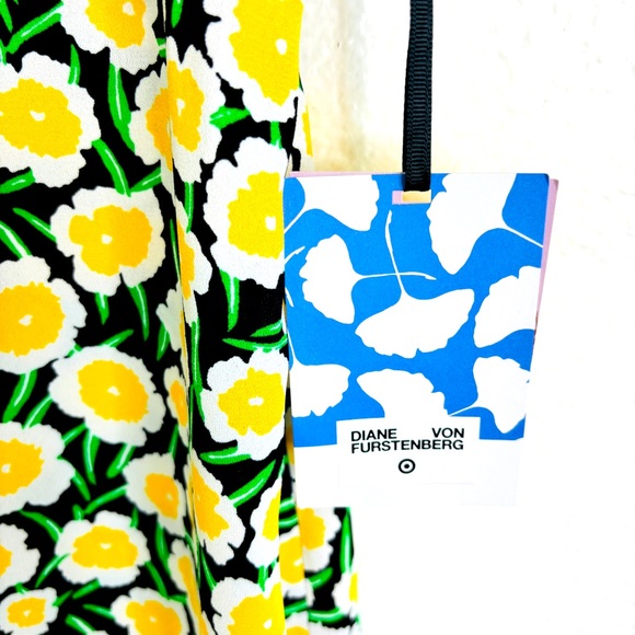 NWT DIANE VON FURSTENBERG 90s Shift Yellow Poppy Dress - Picture 3 of 4